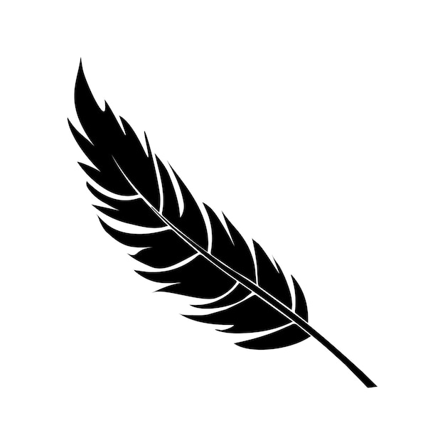 Feather of Birds. Black Feather Silhouette for Logo Vector Set