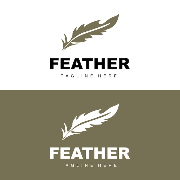 Feather Logo Abstract Simple Feather Design Wing Feather Vector Pencil Stationery Simple Icon