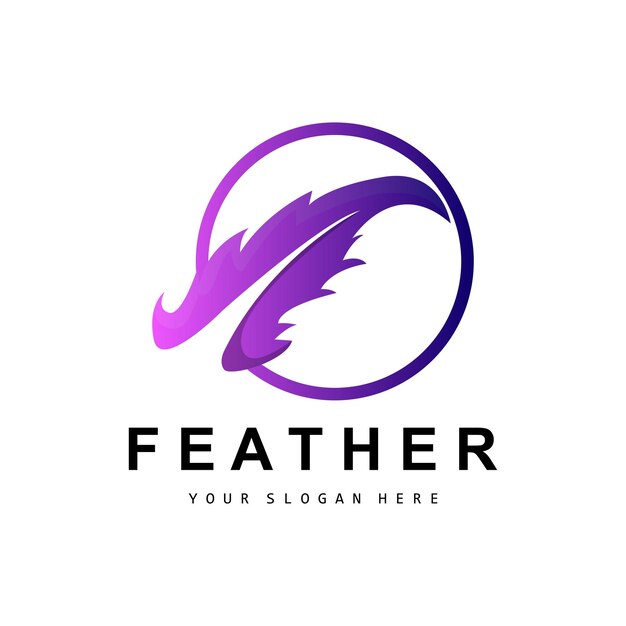 Feather Logo Animal Wing Design Vector Icon Template Eenvoudig