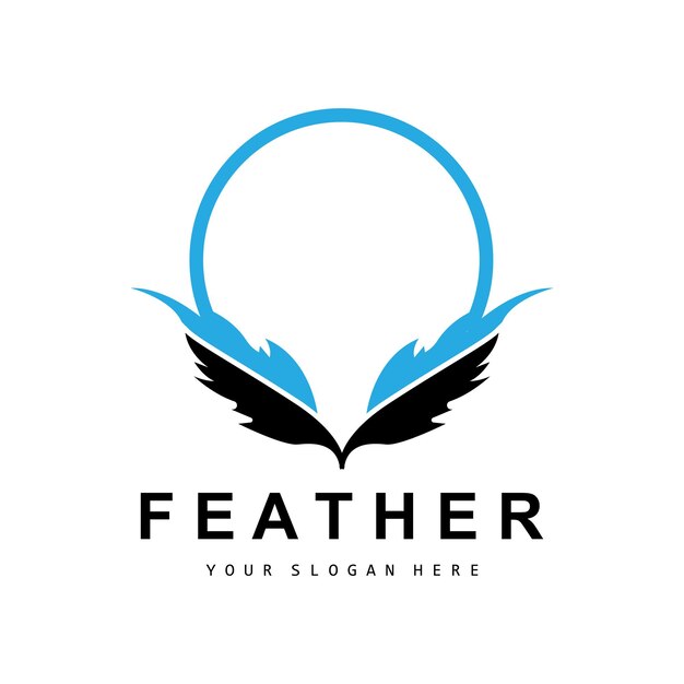 Feather Logo Animal Wing Design Vector Icon Template Eenvoudig