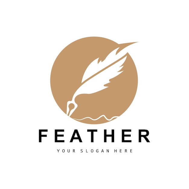 Feather Logo Animal Wing Design Vector Icon Template Eenvoudig