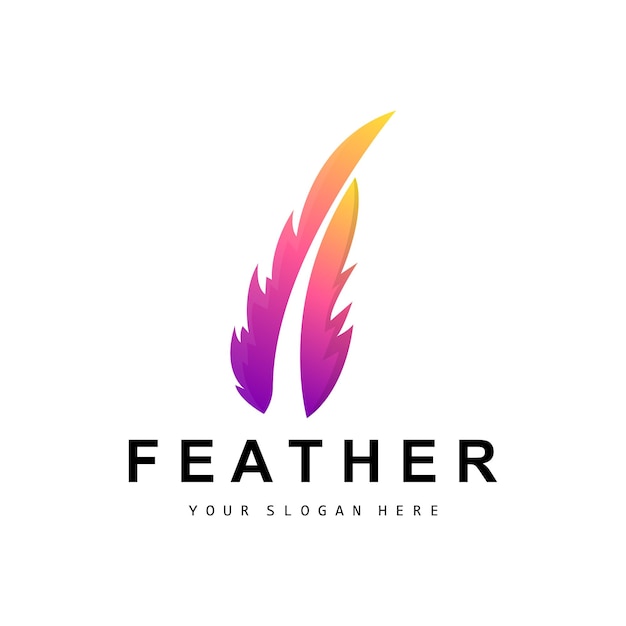 Feather Logo Animal Wing Design Vector Icon Template Simple