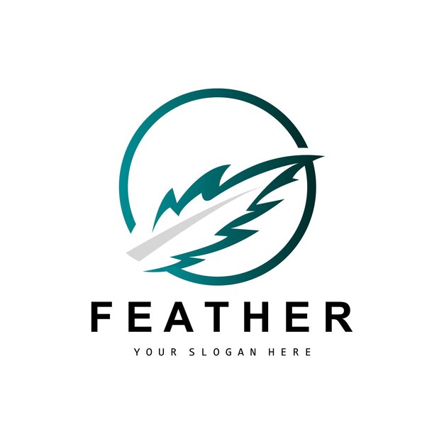 Feather Logo Animal Wing Design Vector Icon Template Simple