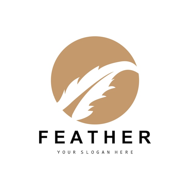 Feather logo animal wing design vector icon template simple