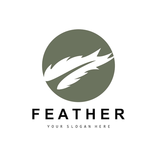 Feather Logo Animal Wing Design Vector Icon Template Simple