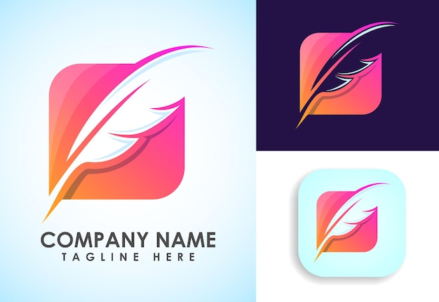 Feather logo design vector template Feather logo for a writer or publishers