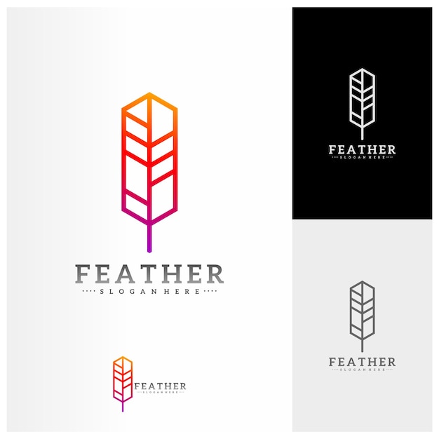 Modello vettoriale per la progettazione del logo feather concetti semplici del logo feather