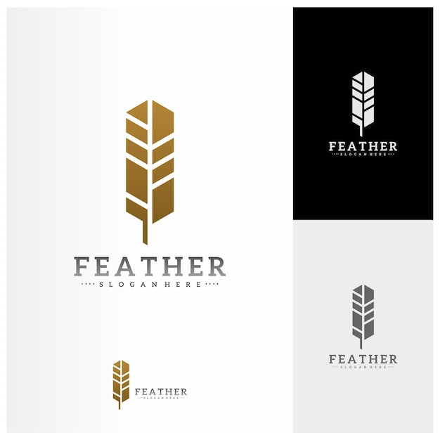 Modello vettoriale per la progettazione del logo feather concetti semplici del logo feather