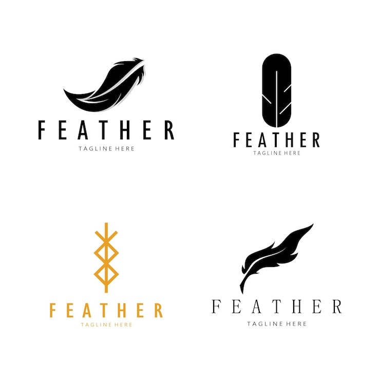 Vector feather logo feather pen logo advocatenkantoor feather logo vector eenvoudig ontwerp