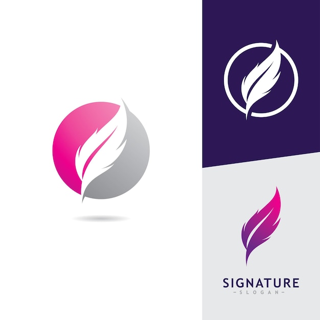 Feather logo vector design template