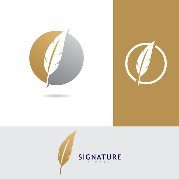 Feather logo vector design template