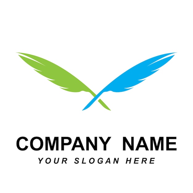 Feather logo vector met slogan sjabloon