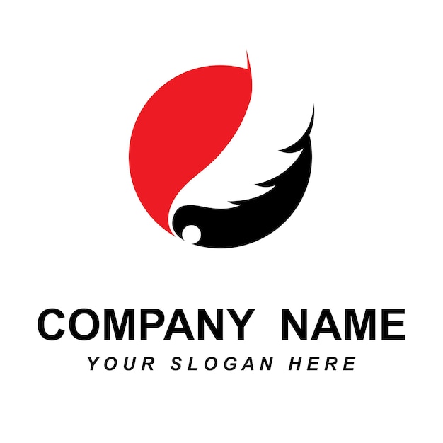 Feather logo vector met slogan sjabloon