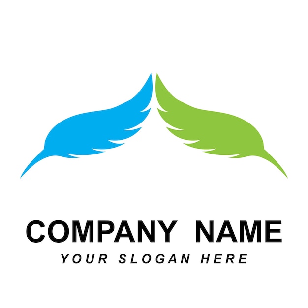 Feather logo vector met slogan sjabloon