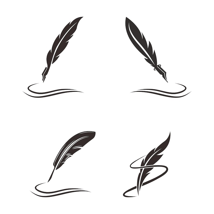 Vector feather logo vector silhouette
