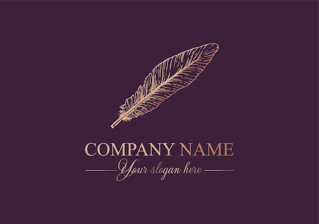 Feather logo vector template Abstract design elegant style Brand for writer yoga and other businesses Vector