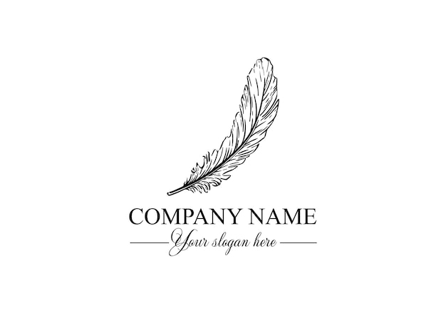 Feather logo vector template Abstract design elegant style Brand for writer yoga and other businesses Vector