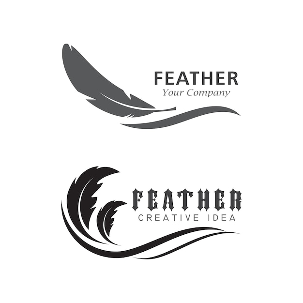 Feather Logo Vector Template Symbol Design