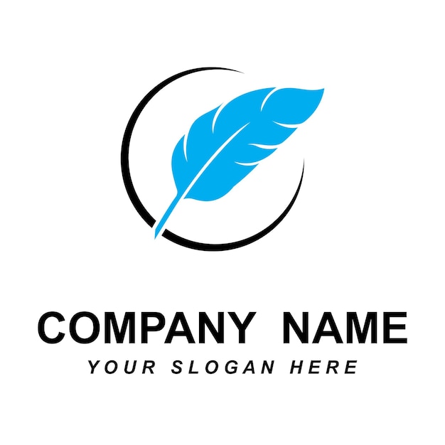 Feather logo vector with slogan template