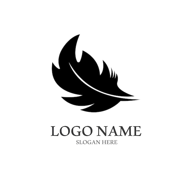 Feather logo with vector style template