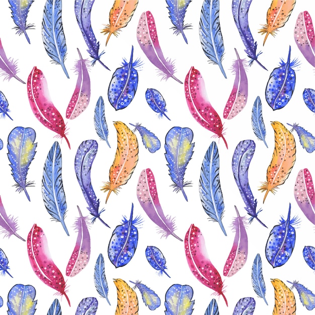 Premium Vector | Feather pattern watercolor