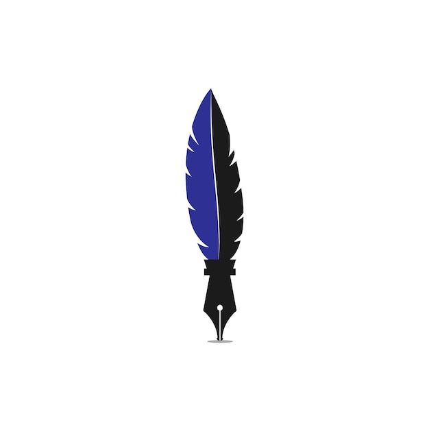 Feather Pen Logo Design. Юрист Копирайтер Стационарная концепция логотипа