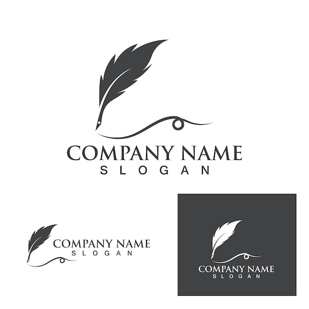 Feather pen Logo template Vector illustration