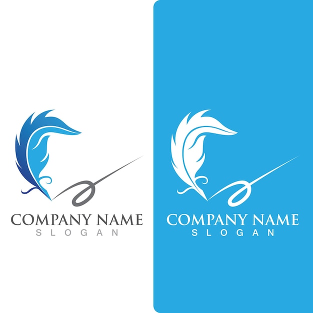 Feather pen Logo template Vector illustration