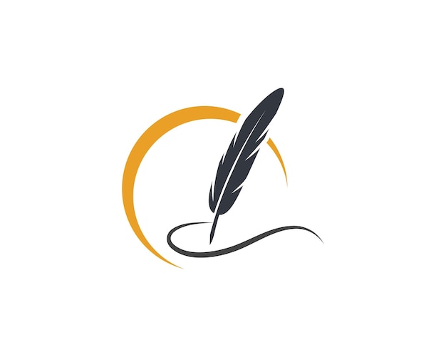 Vector feather pen logo template