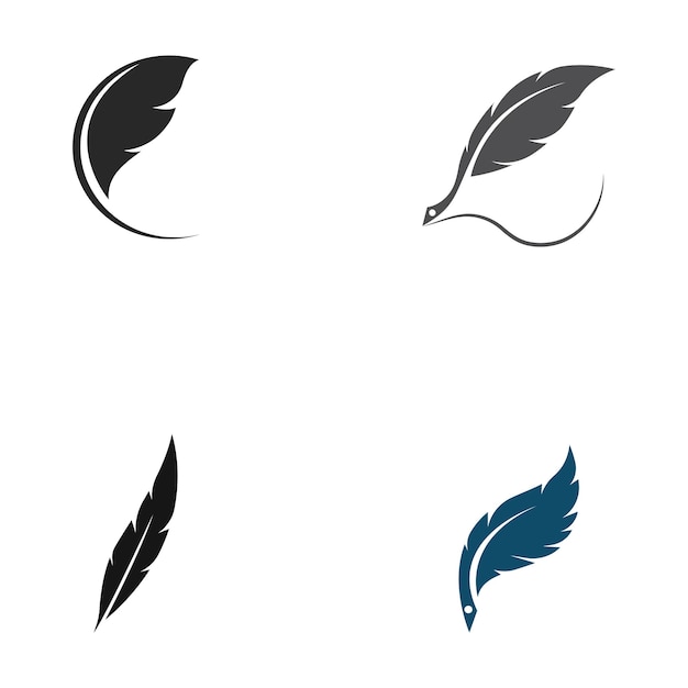 Feather pen write sign logo template app icons