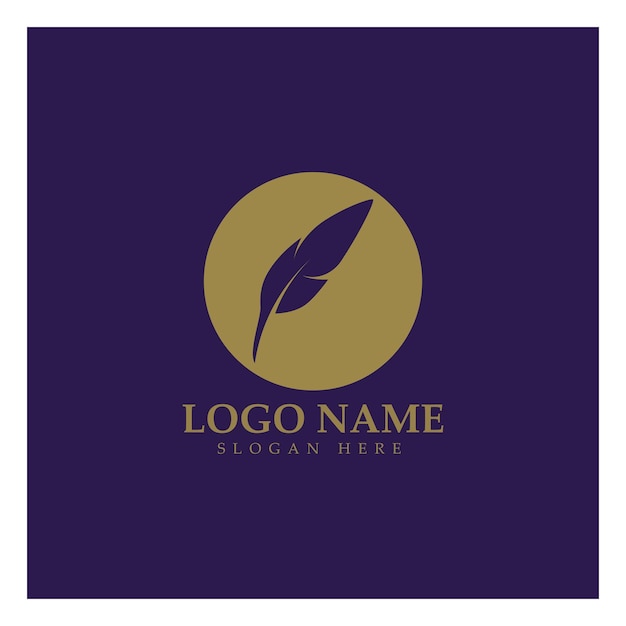 Feather pen write sign logo template app icons