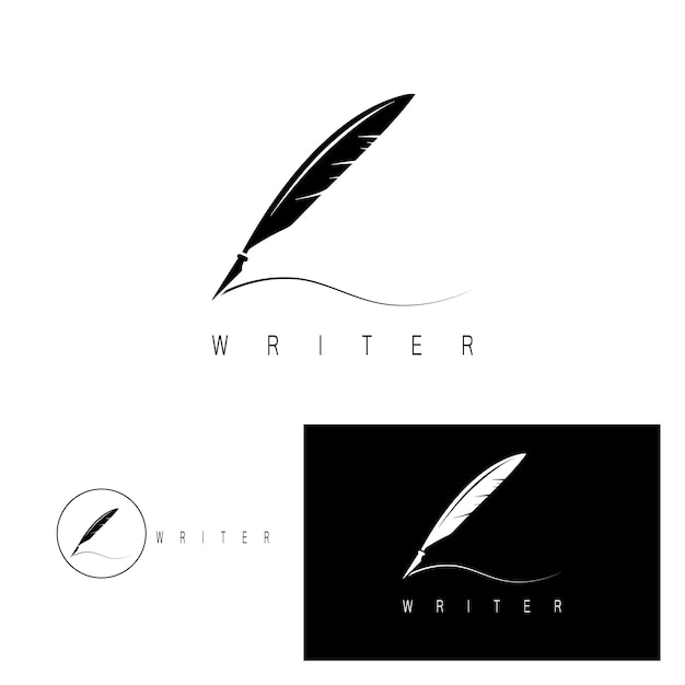 Vector feather pen write sign logo template app icons