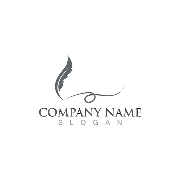 Feather pen write sign logo template app