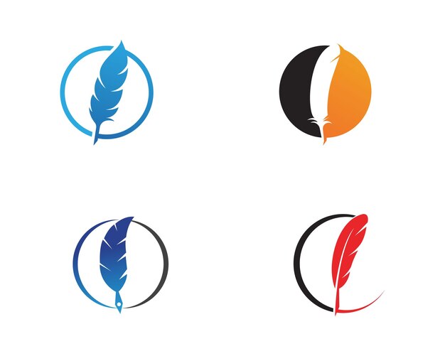 Feather pen write sign logo template app