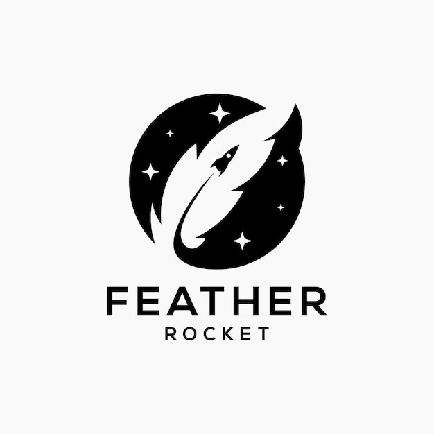 Feather Rocket Fur отрицательный космический дизайн логотипа