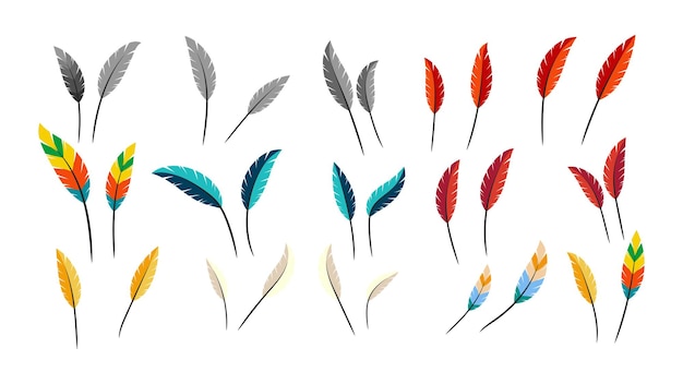 Vector feather set vector illustration isolated on white background