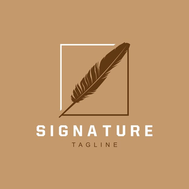 Feather Silhouette Logo Auteur Design Luxury Simple Elegant Vector Illustratie Template