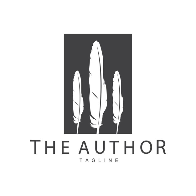 Feather Silhouette Logo Author Design Luxury Simple Elegant Vector Illustration Template