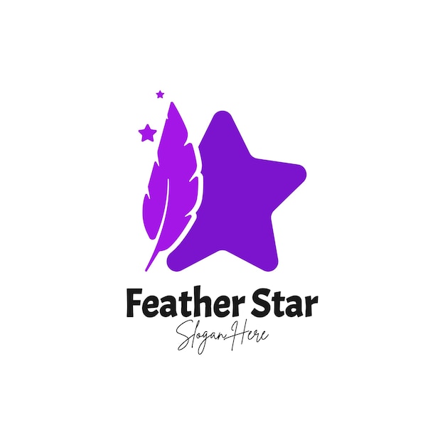 Feather and star logo design