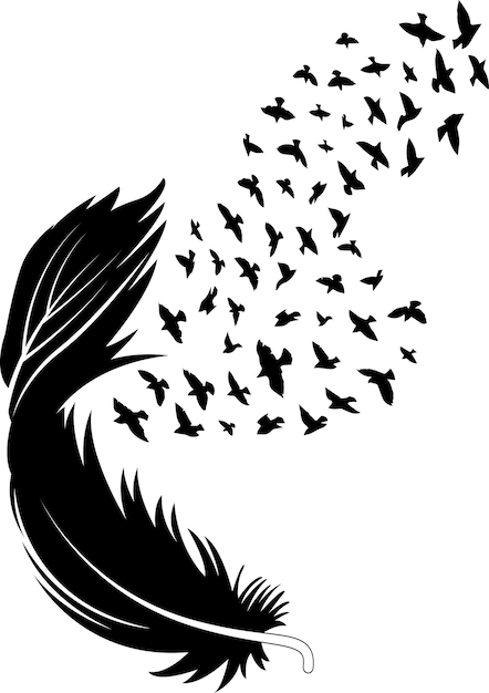 Feather with birds Feather with Birds Silhouette