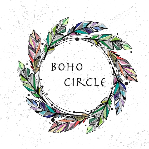 Feathers circle grunge background