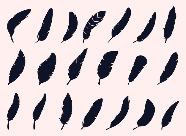 Vector feathers collection silhouettes premium vectors