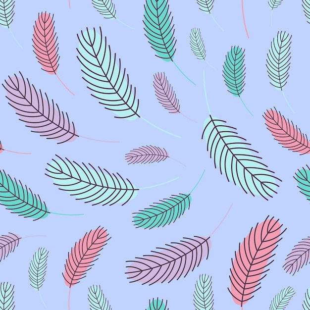 Feathers seamless pattern boho pattern with chicken feathers vector illustration design for textiles