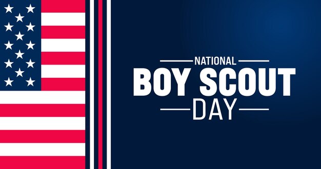 Februarie is de achtergrondsjabloon voor de Nationale Boy Scoutdag. Vakantieconcept gebruik als achtergrondbanner.