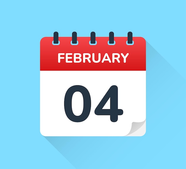 February 04 date on calendar vector icon.