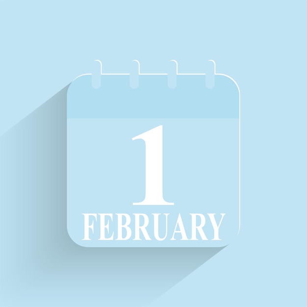 2월 1일 일일 달력 아이콘 날짜 및 시간 일 월 휴일 평면 설계 벡터 일러스트 레이 션