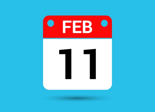 Vettore 11 febbraio calendario data icona piatta giorno 11 illustrazione vettoriale