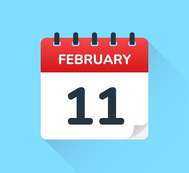 February 11 eleven. vector flat design of daily calendar icon.