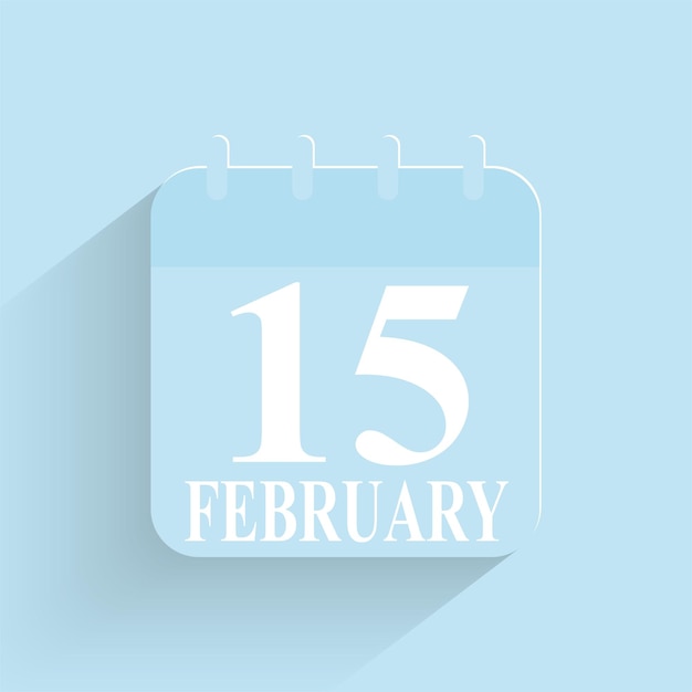 February 15 Daily Calendar Icon Date And Time Day Month Holiday Flat Designed Vector Illustration