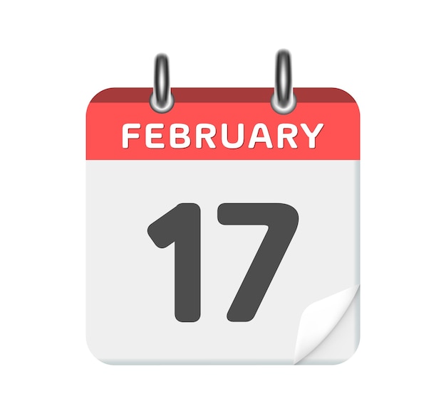 February 17 Calendar icon on white background